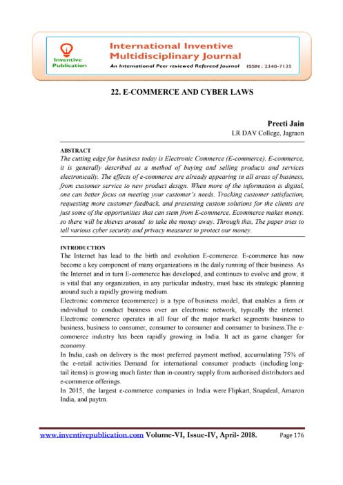 E-Commerce and Cyber Laws: Online Business, Security and Privacy